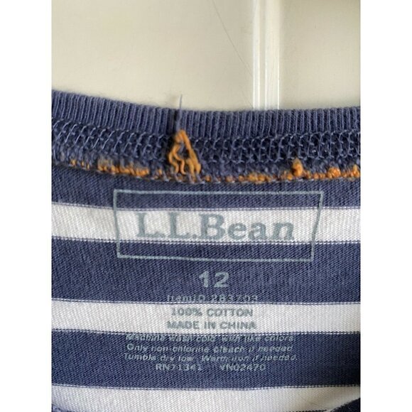 LL Bean Girl’s 12 Cotton‎ Dress Gray Stripe Pink - Picture 3 of 4